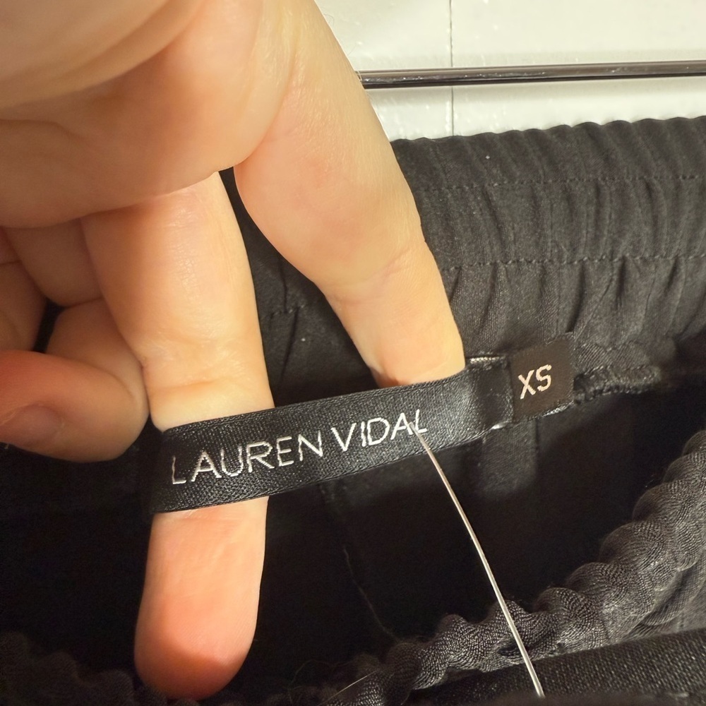 Lauren Vidal - Straight leg casual athleisure pants- black with blue stripe XS - Picture 3 of 9